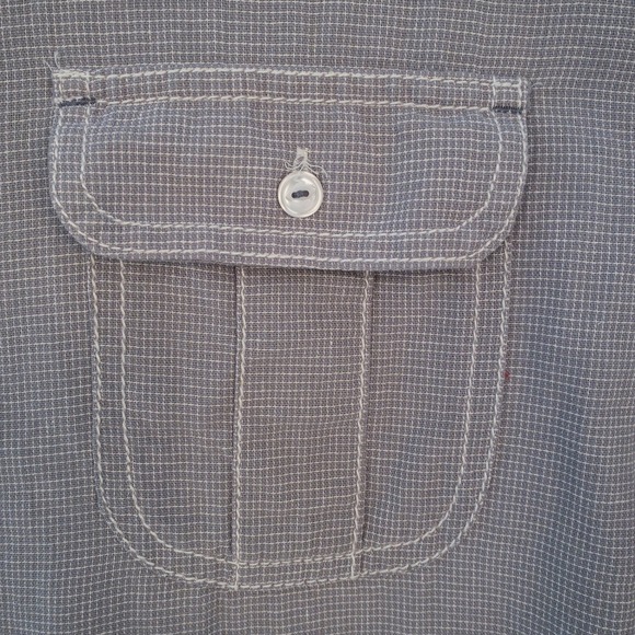 American Rag Button Up Shirt Mens Large Gray Micro Grid Long Sleeve Cotton - Picture 5 of 11